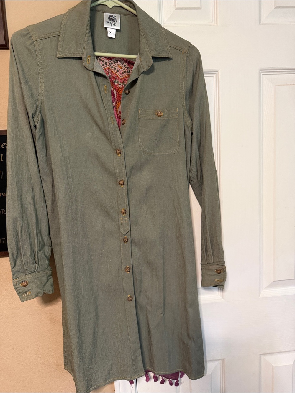 ivy jane Olive Green Longline Button-Down Shirt Dress